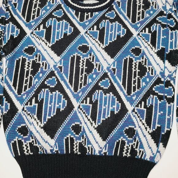 Vintage Giani Leone 100% Virgin Acrylic Knit Sweater Abstract Size Large 90's - Picture 2 of 6